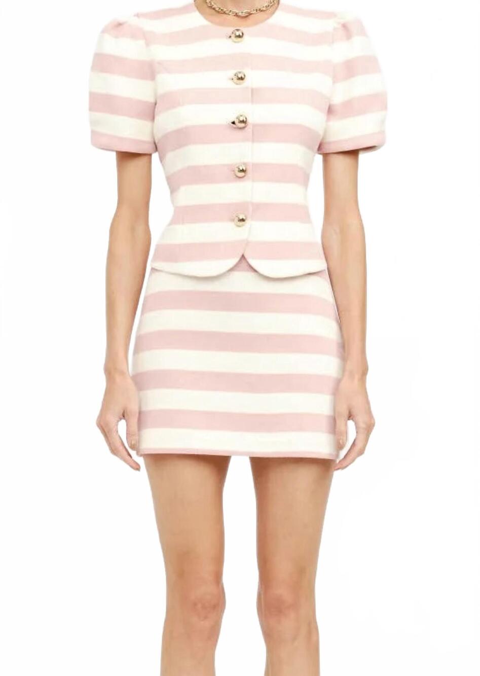 NEW SOFIE THE LABEL harper mini skirt in pink + cream
